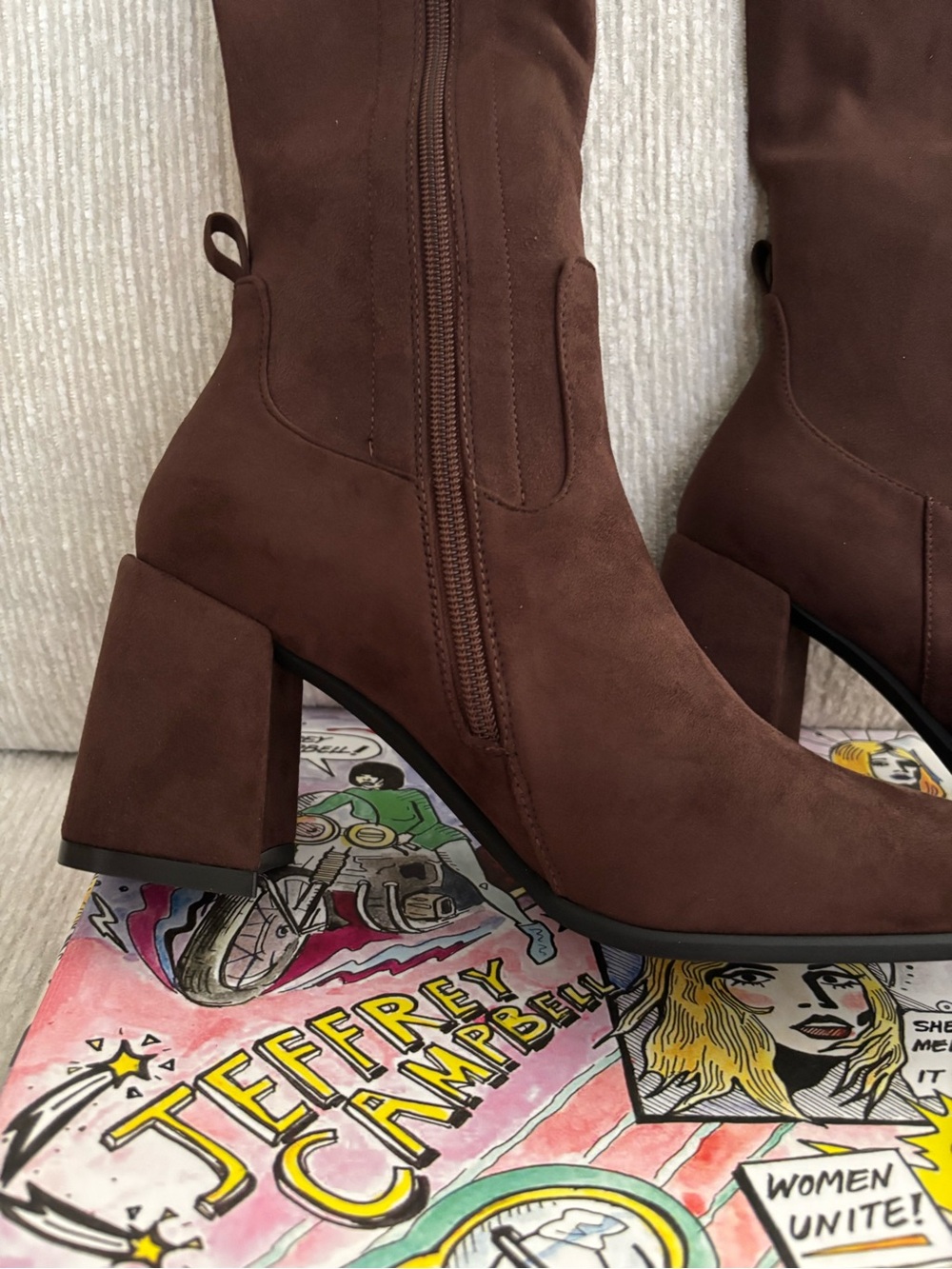 Jeffrey Campbell Tall Brown Suede Over-the-Knee Block Heel Boots Size 9 - Picture 6 of 10